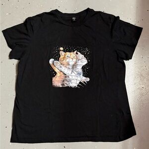 SHEIN Black Cat Duo Graphic Tee